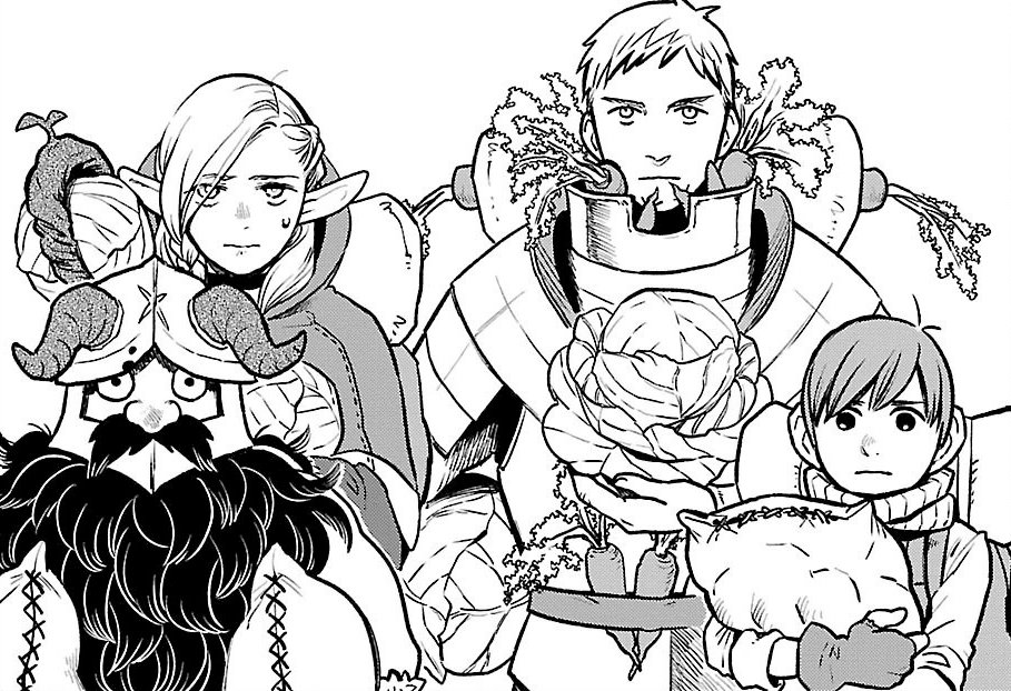 The cast of Dungeon Meshi from Chapter 9.