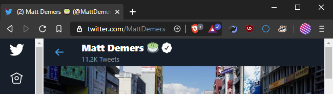 Brave interface on Matt Demers' twitter